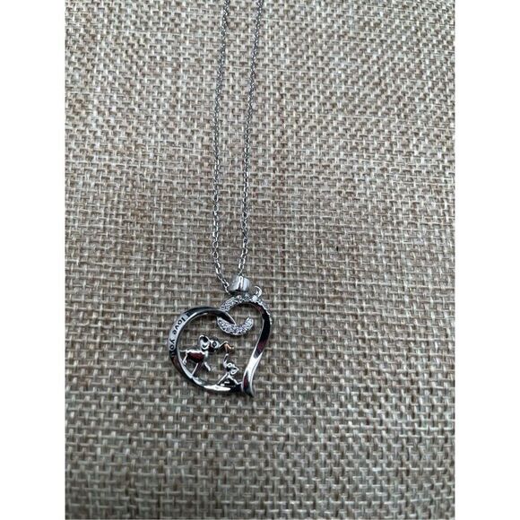 Double Elephants Heart Necklace I Love You Engraved Valentines Mothers Day - Picture 1 of 6